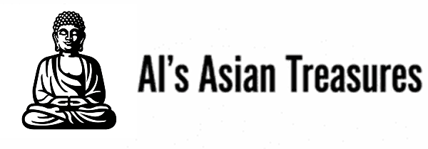 Al's Asian Treasures logo with seated Buddha